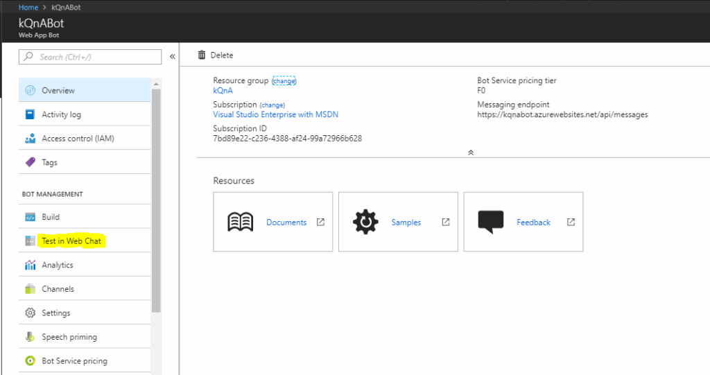 BOT MANAGEMENT in Azure chatbot