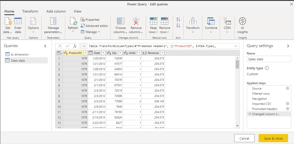 Capabilities of dataflows against datasets